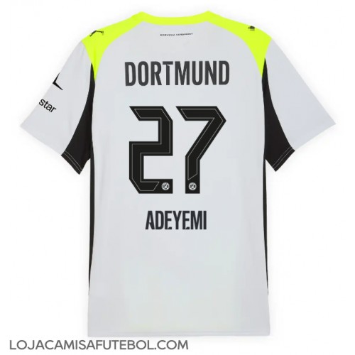 Camisa de Futebol Borussia Dortmund Karim Adeyemi #27 Equipamento Secundário 2025-26 Manga Curta Camisa de Futebol Borussia Dortmund Karim Adeyemi #27 Equipamento Secundário 2025-26 Manga Curta